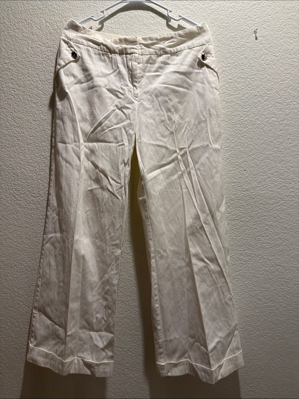 Women's Cream Wide-Leg Jeans Stretch